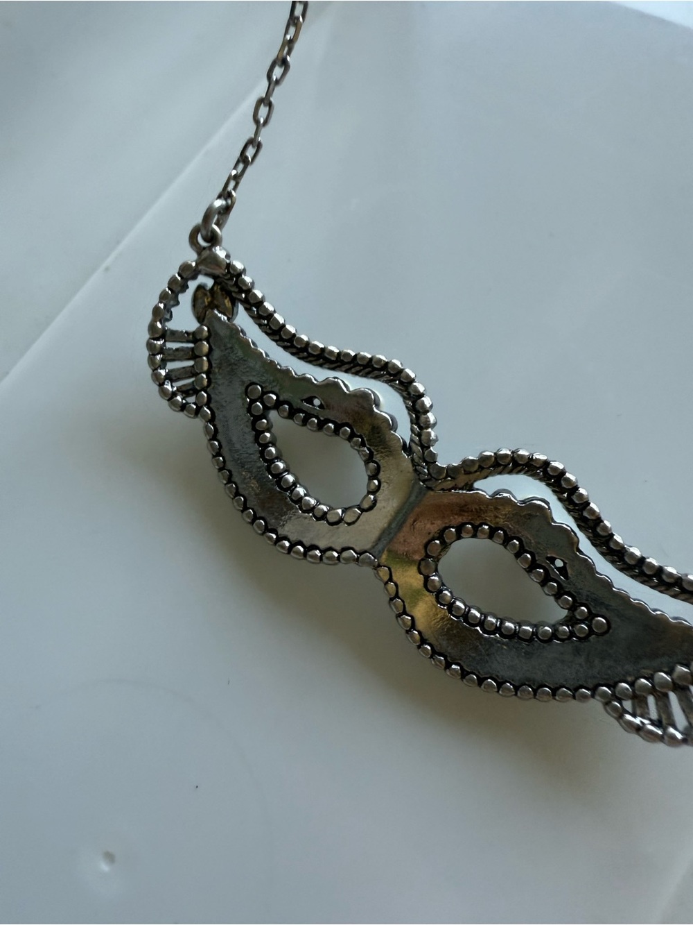 Marc Jacobs Silver Mask Pendant Necklace with Pearl Beads Y2K - Picture 4 of 6